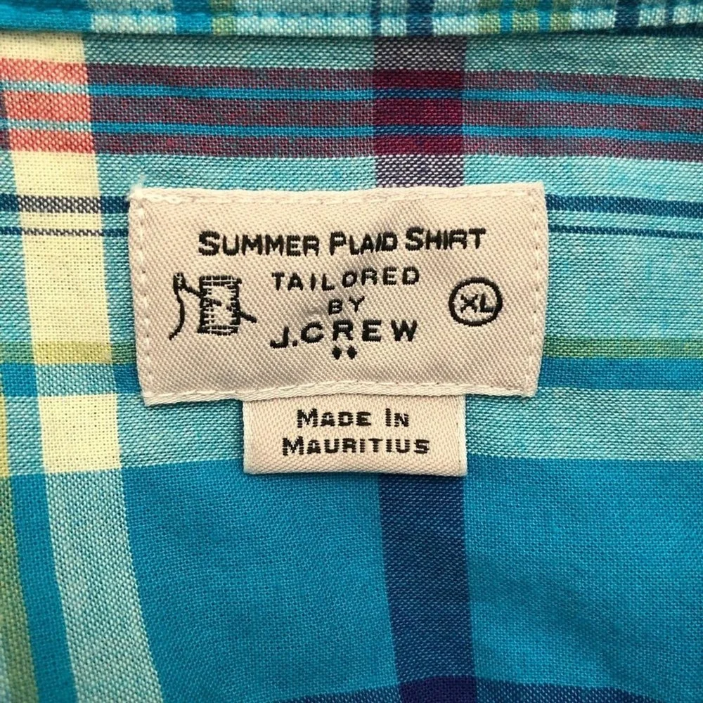 J. Crew Factory Men's Size XL Blue Plaid Button Down Long Sleeve Shirt‎